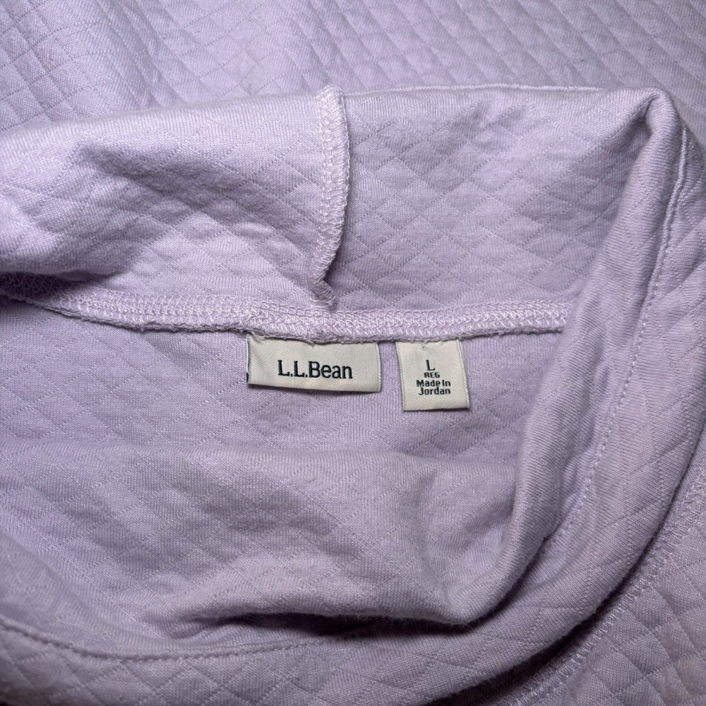 LL Bean Quilted Cowl Neck Pullover Sweatshirt Lavender Purple Sz Large Outdoors - Picture 5 of 11